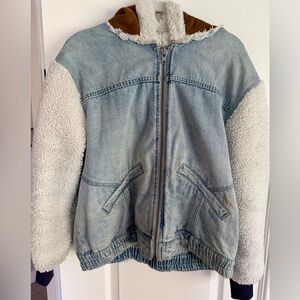 We The Free Light Blue Denim & Cream Sherpa Jacket
